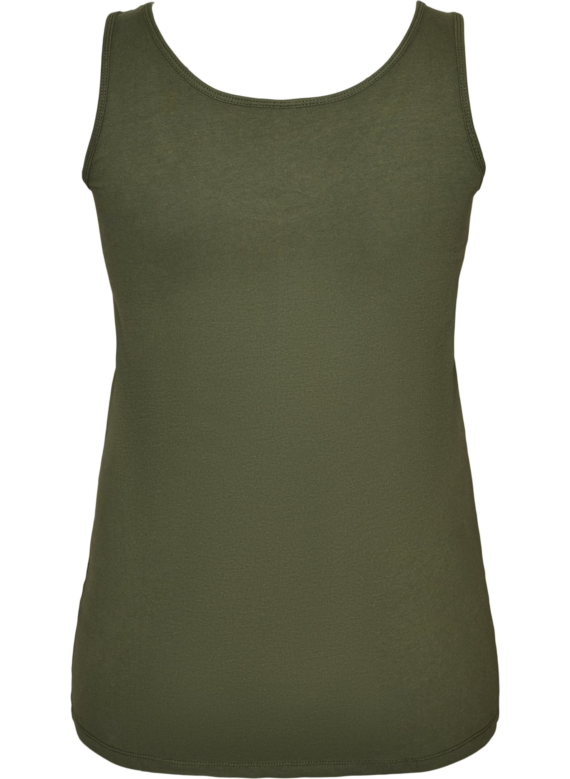 ZizzifashionSolid color basic top in cotton, Green, Packshot image number 1