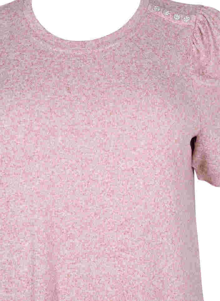Blouse with short puff sleeves, Dusty Rose Mel., Packshot image number 2