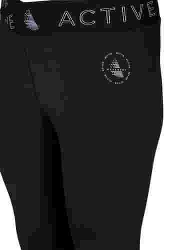 Cropped gym leggings with text print, Black, Packshot image number 2