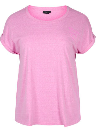 Mottled t-shirt in cotton, Cyclamen Melange, Packshot image number 0