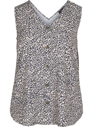 Printed top with button details, Paisley AOP, Packshot image number 0