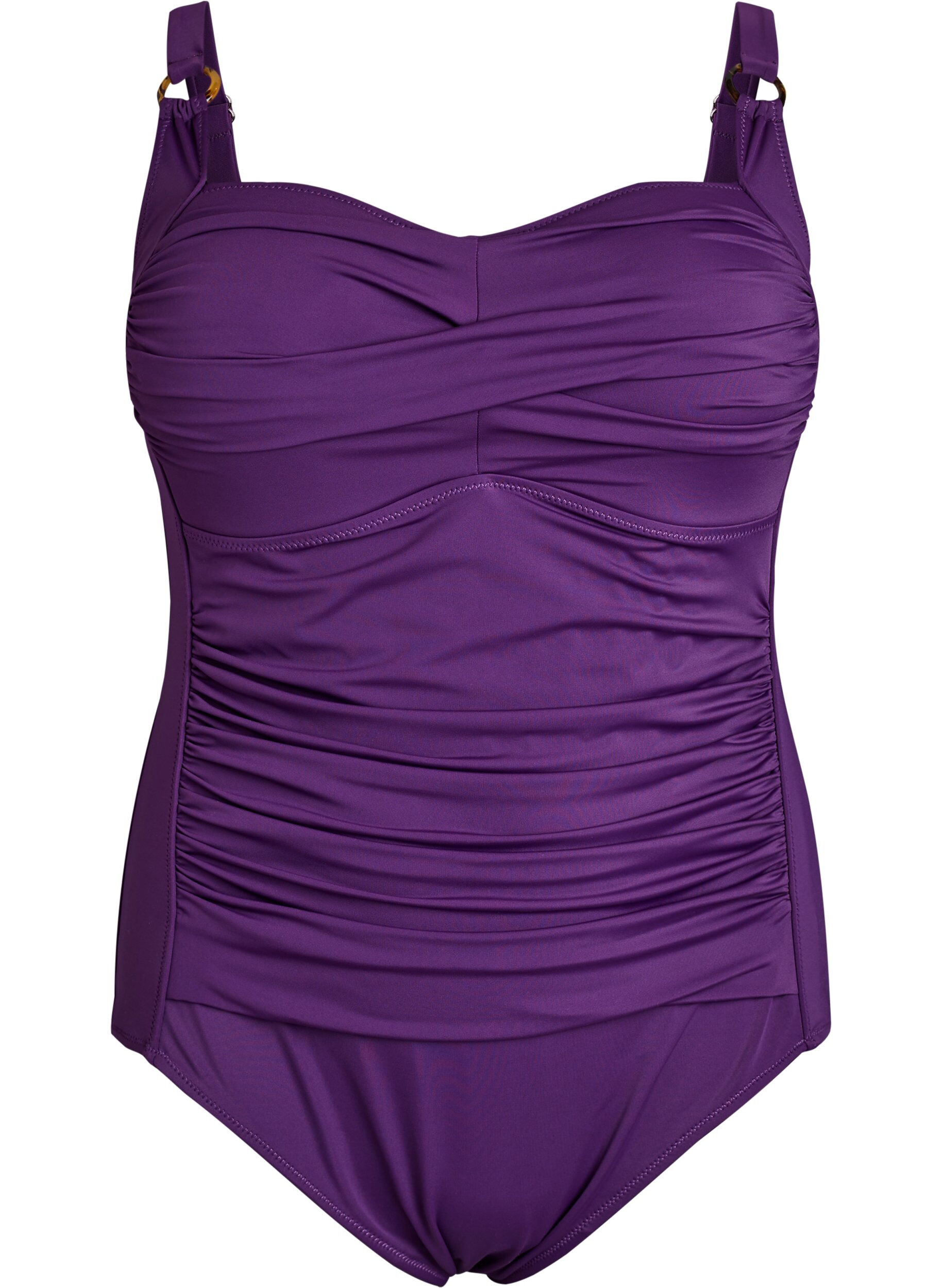 ZizzifashionPadded swimsuit with draping, Purple, Packshot image number 0