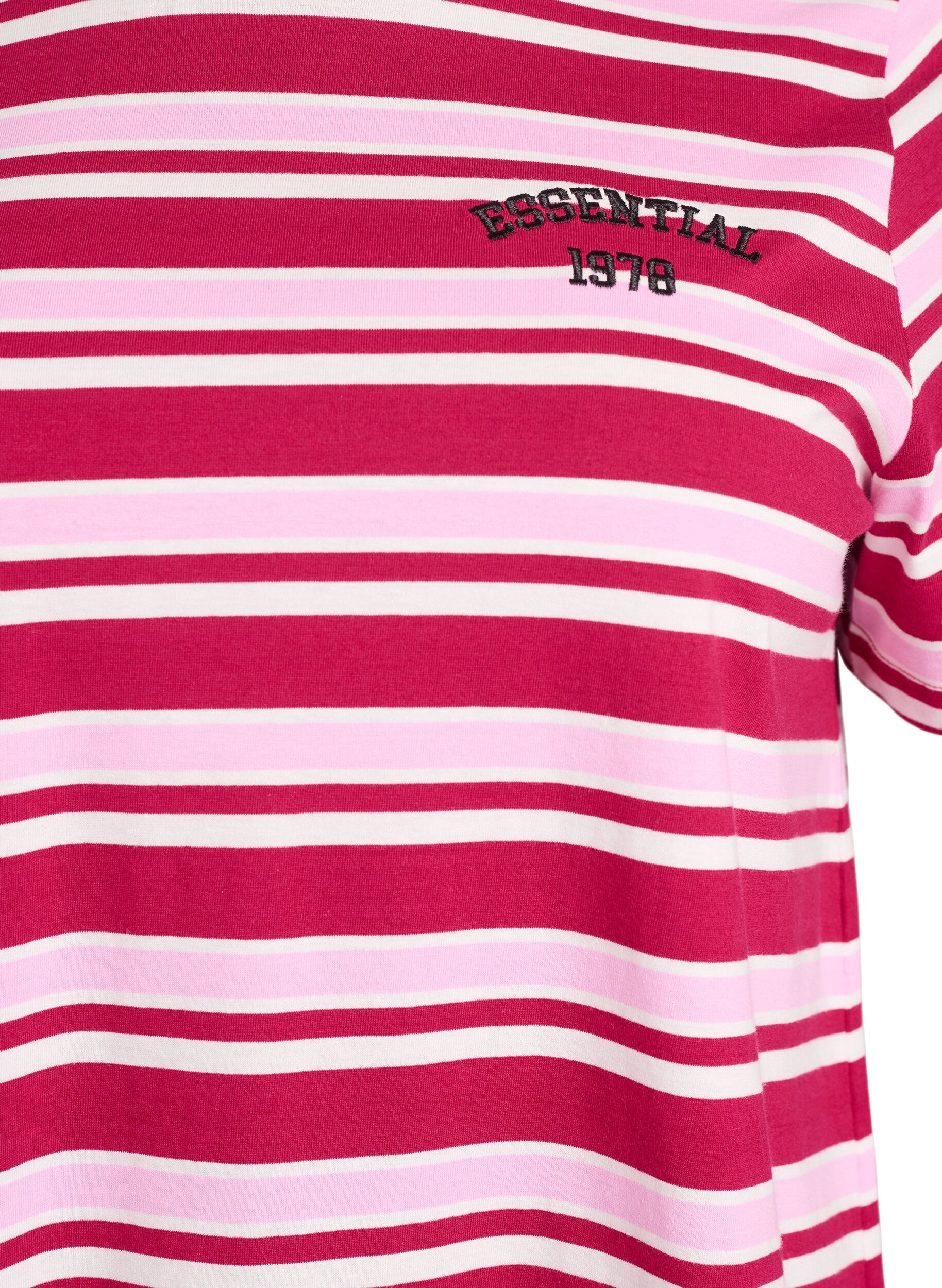 Cotton T-shirt with stripes - Rose - Sz. L - Zizzifashion