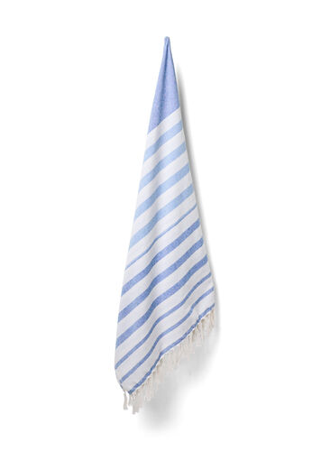 Striped hammam towel with fringes, Regatta Comb, Packshot image number 0
