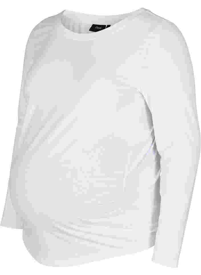 Basic maternity blouse with long sleeves, White, Packshot image number 0