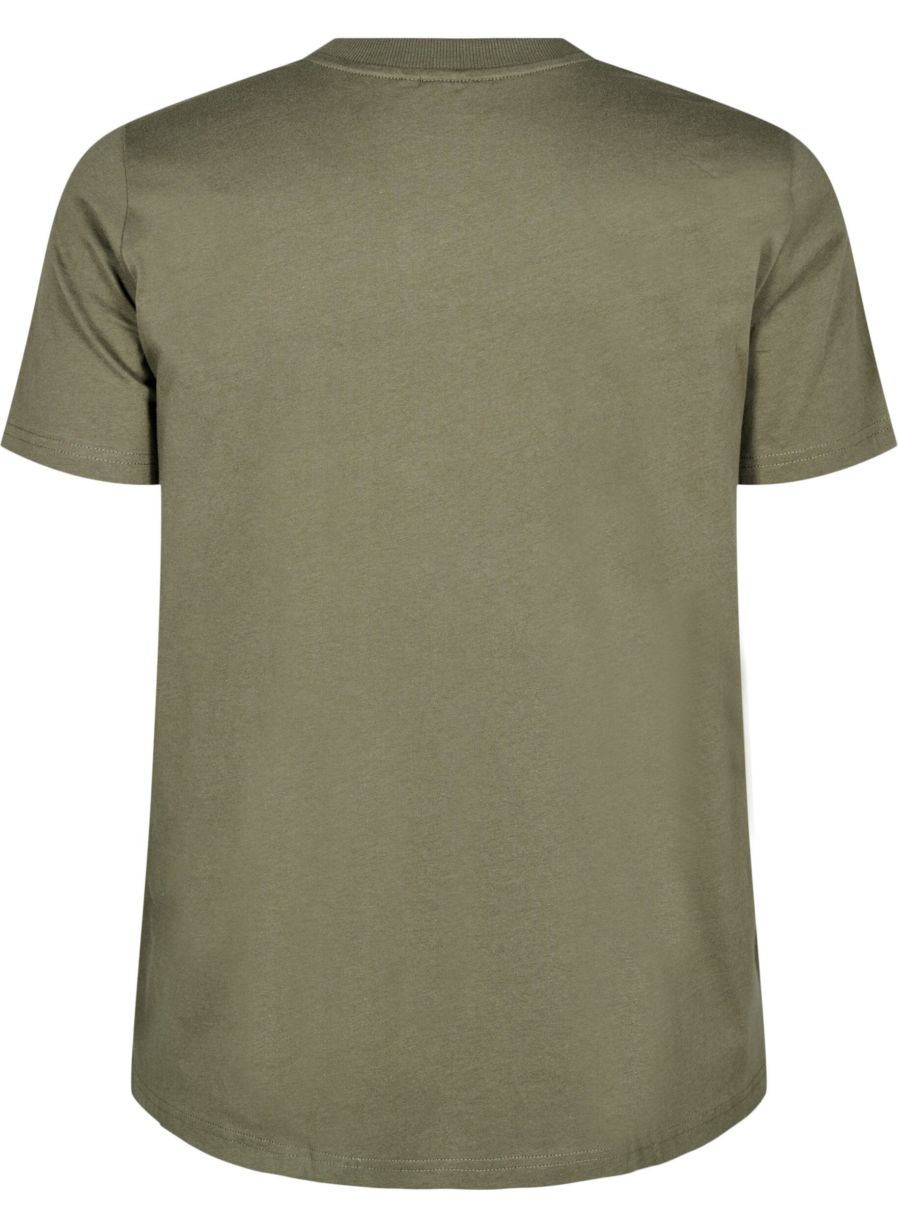 ZizzifashionBasic cotton T-shirt with round neck, Green, Packshot image number 1