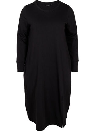 Cotton sweater dress with pockets, Black, Packshot image number 0