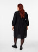 Knee-length dress with embroidery and 3/4 sleeves, Black, Model image number 1