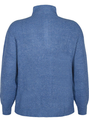 FLASH - Knitted sweater with high neck and zipper, Coastal Fjord Mel., Packshot image number 1