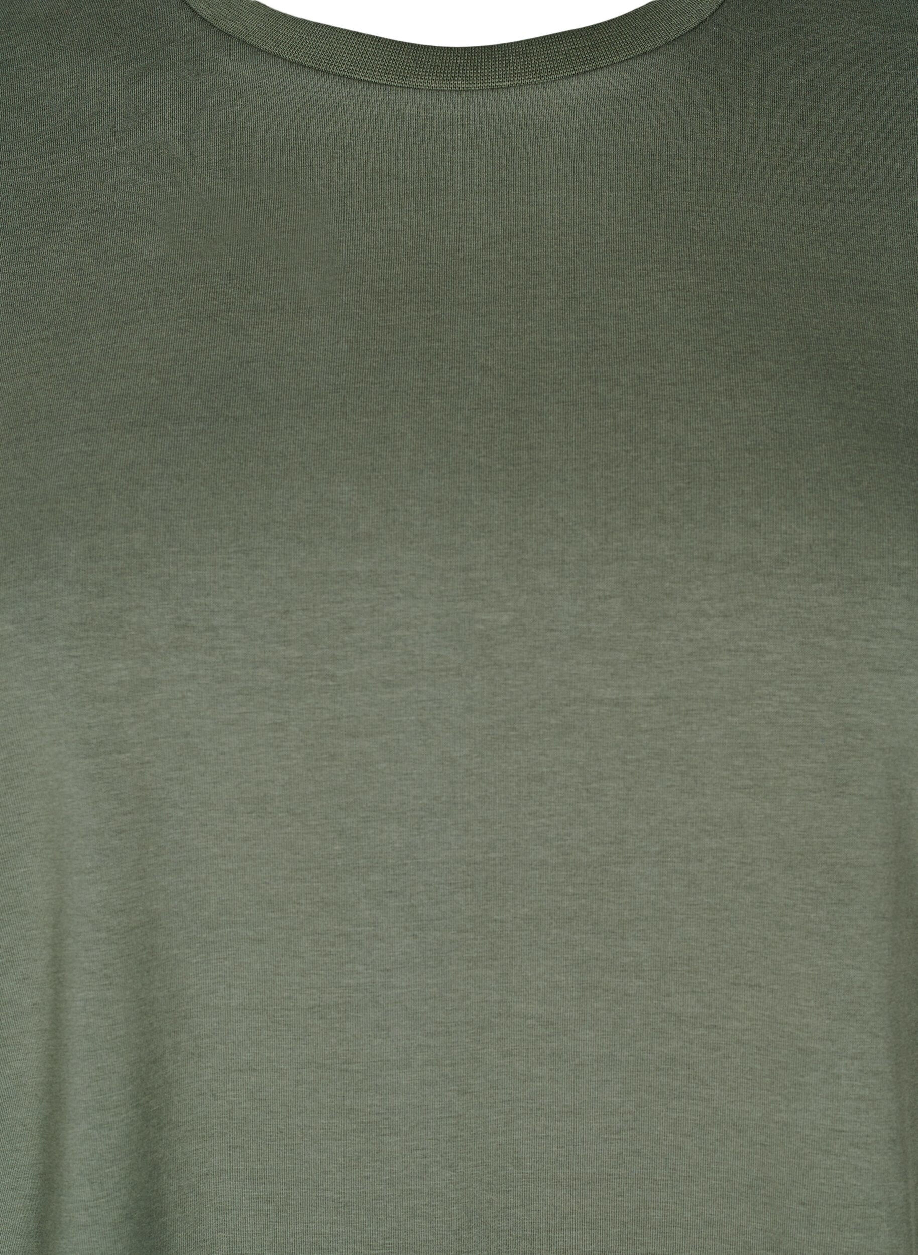 Zizzifashion T-shirt in organic cotton with a round neck, Thyme, Packshot image number 2