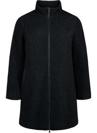 Melange bouclé coat with zipper