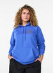 Hoodie with embroidered front motif, Blue, Model image number 0