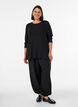 Jersey blouse with ribbed structure and long sleeves, Black, Model image number 1