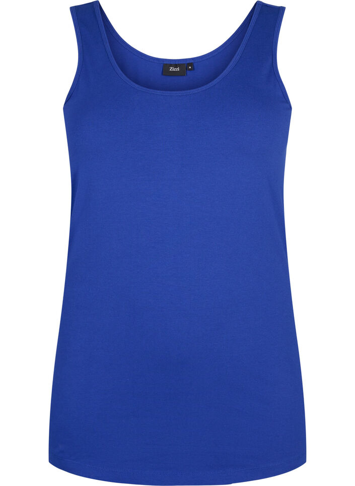 Solid color basic top in cotton, Blue, Packshot image number 0
