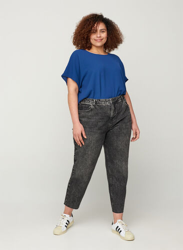 Cropped mom fit Mille jeans with a loose fit, Grey Denim 4, Model image number 0