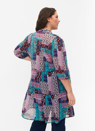 FLASH - Printed tunic with 3/4 sleeves, Multi Ethnic , Model image number 1