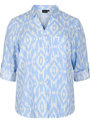 Patterned shirt with linen, Serenity AOP, Packshot image number 0