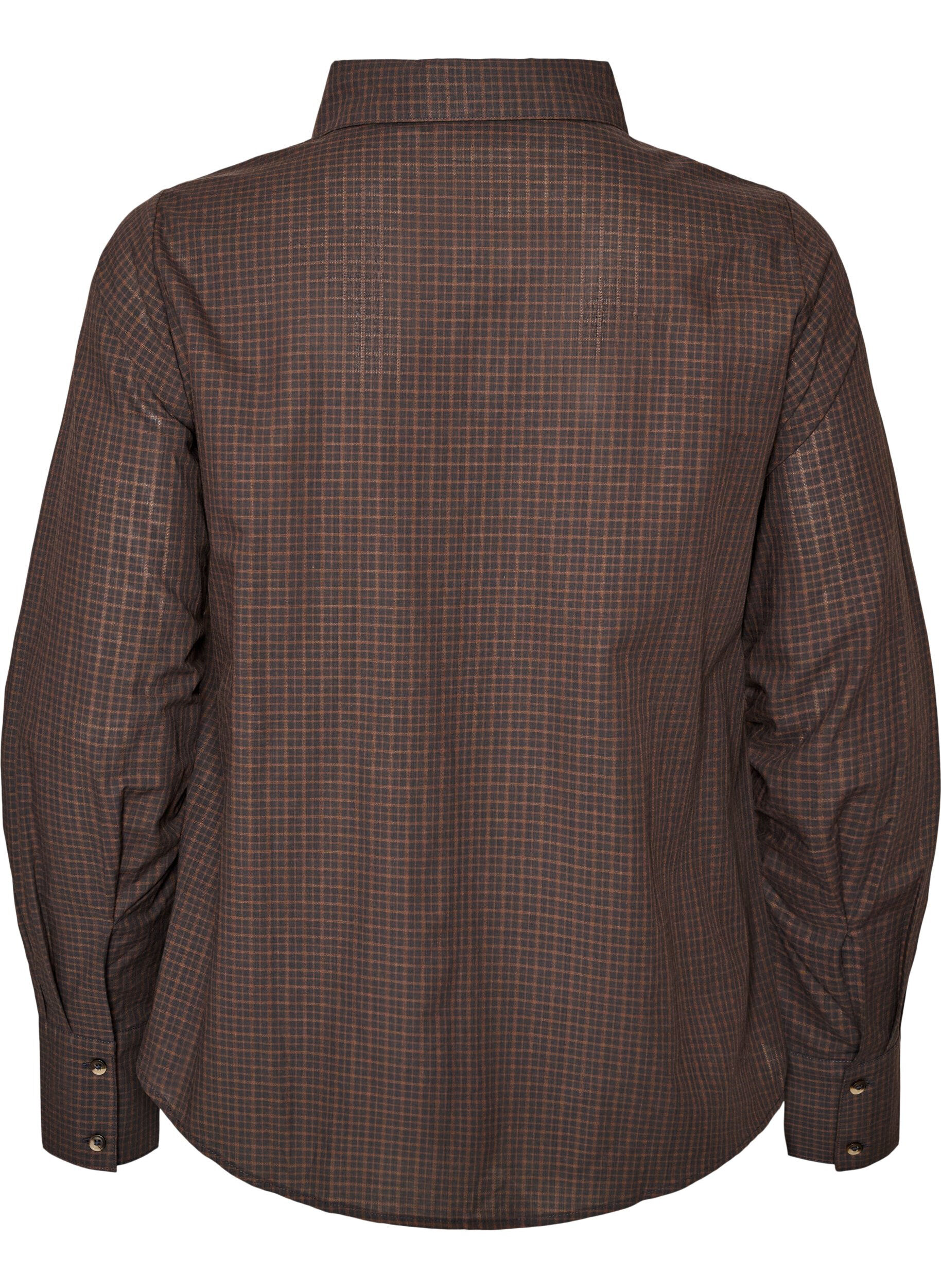 ZizzifashionCotton shirt with checked pattern, Brown, Packshot image number 1