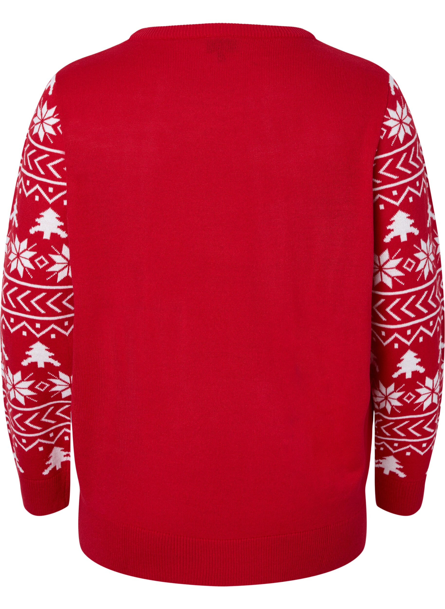 Zizzifashion Pullover with Christmas pattern, Tango Red, Packshot image number 1