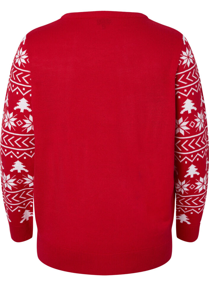 Pullover with Christmas pattern, Tango Red, Packshot image number 1