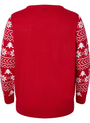 Pullover with Christmas pattern, Tango Red, Packshot image number 1