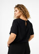 Short-sleeved viscose blouse with ties, Black, Model image number 1