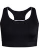 Racerback sports bra with contrast piping, Black, Packshot image number 0