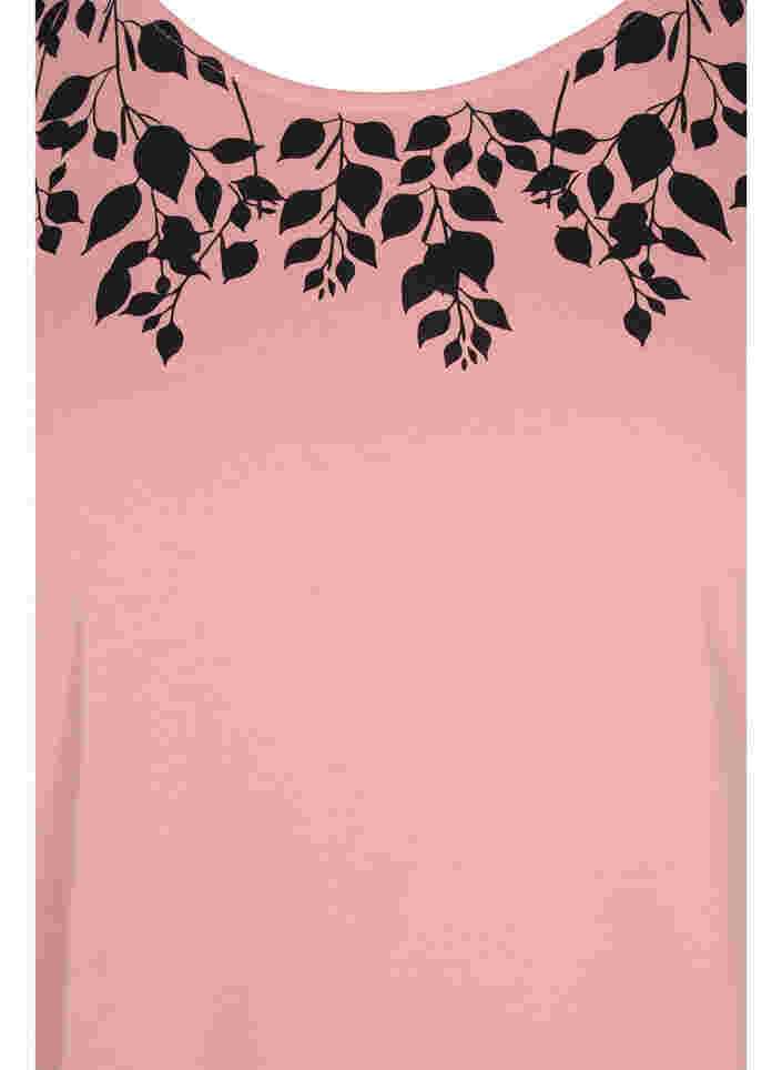 Cotton t-shirt with print details, Blush mel Leaf, Packshot image number 2