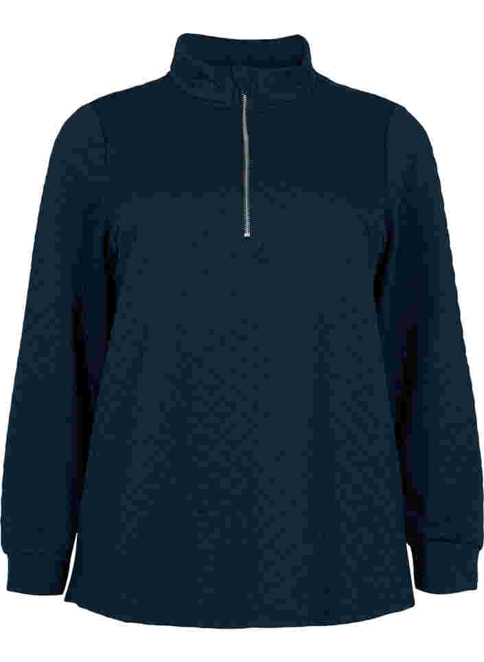 Quilted jumper with zip, Navy Blazer, Packshot image number 0