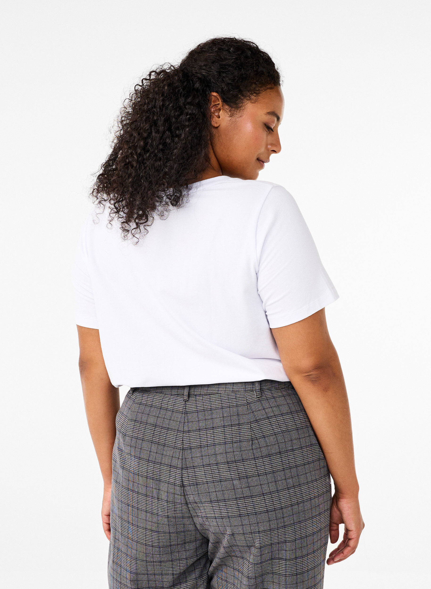 ZizzifashionBasic plain cotton t-shirt, White, Model image number 2