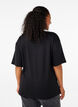 T-shirt with rhinestones and round neck, Black, Model image number 2