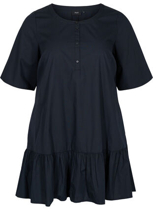 Short-sleeved A-line tunic in cotton, Black , Packshot image number 0