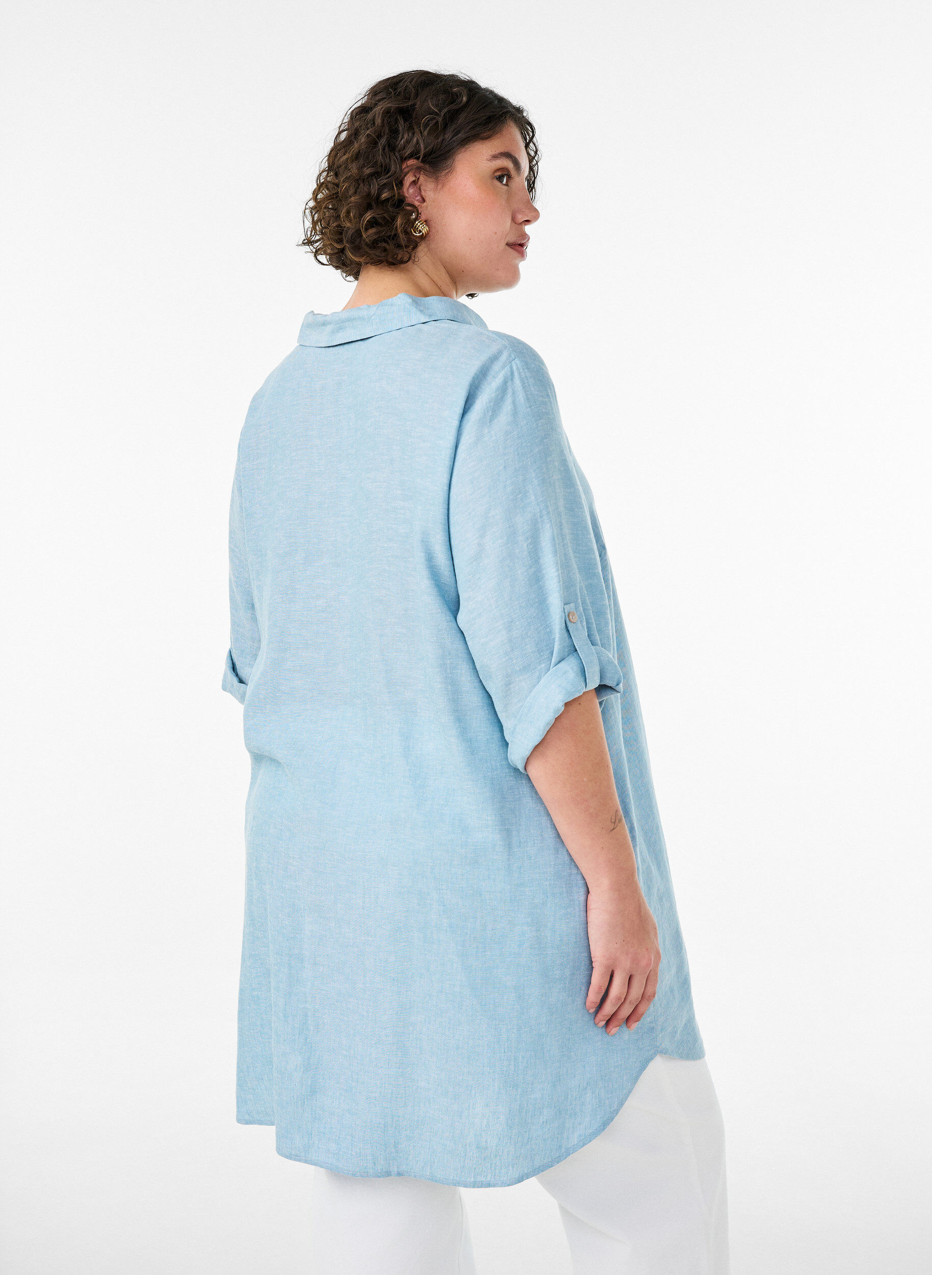 ZizzifashionLinen and viscose tunic with A-shape, 2462, Model image number 2