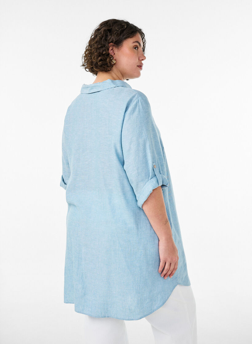 Linen and viscose tunic with A-shape, 2462, Model image number 2