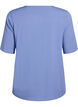 Short-sleeved woven blouse with round neck, Blue, Packshot image number 1
