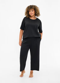 7/8 modal mix pants with pockets, Black, Model