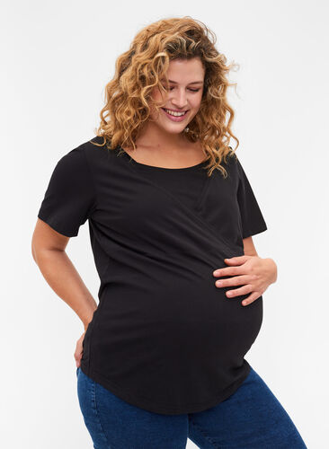 Maternity T-shirt in cotton, Black, Model image number 0