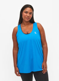 Workout top with racer back, Brilliant Blue, Model