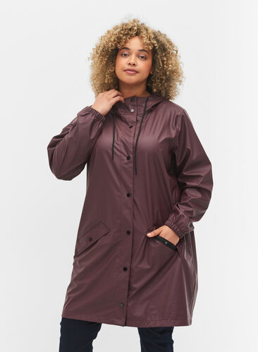 Rain jacket with hood and button fastening, Fudge, Model image number 0