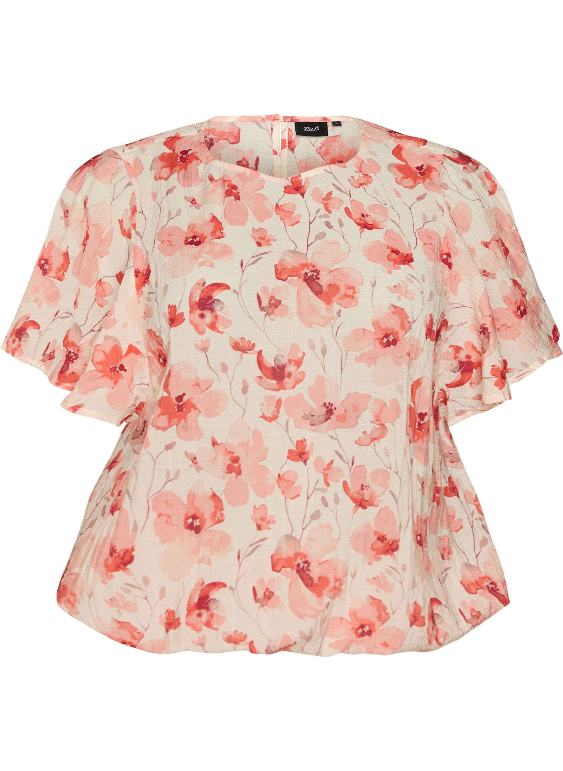 ZizzifashionBlouse with balloon shape and wing sleeves, Coral, Packshot image number 0