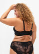 Full cover bra with lace and strings, Black, Model image number 1
