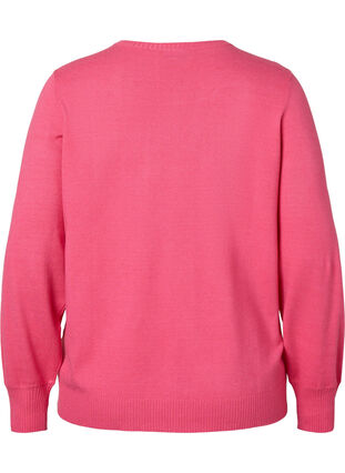 Plain coloured knitted jumper with rib details, Hot Pink Mel., Packshot image number 1