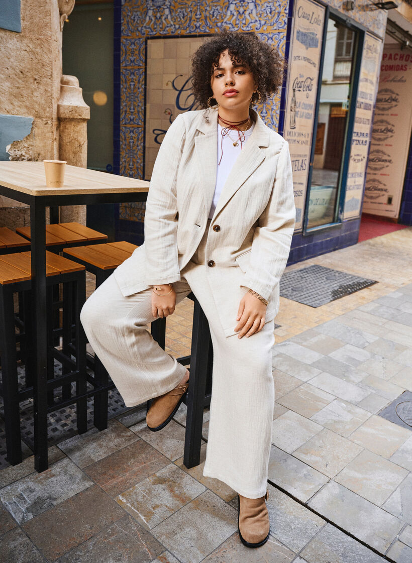 Suit trousers in a material blend with linen, Rainy Day, Image image number 0