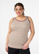 Striped top with a ribbed texture and a lace trim, Beige, Model image number 0