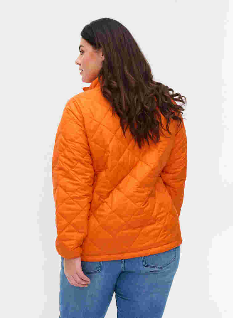 Lightweight quilted jacket with zip and pockets, Mandarin Orange, Model image number 1