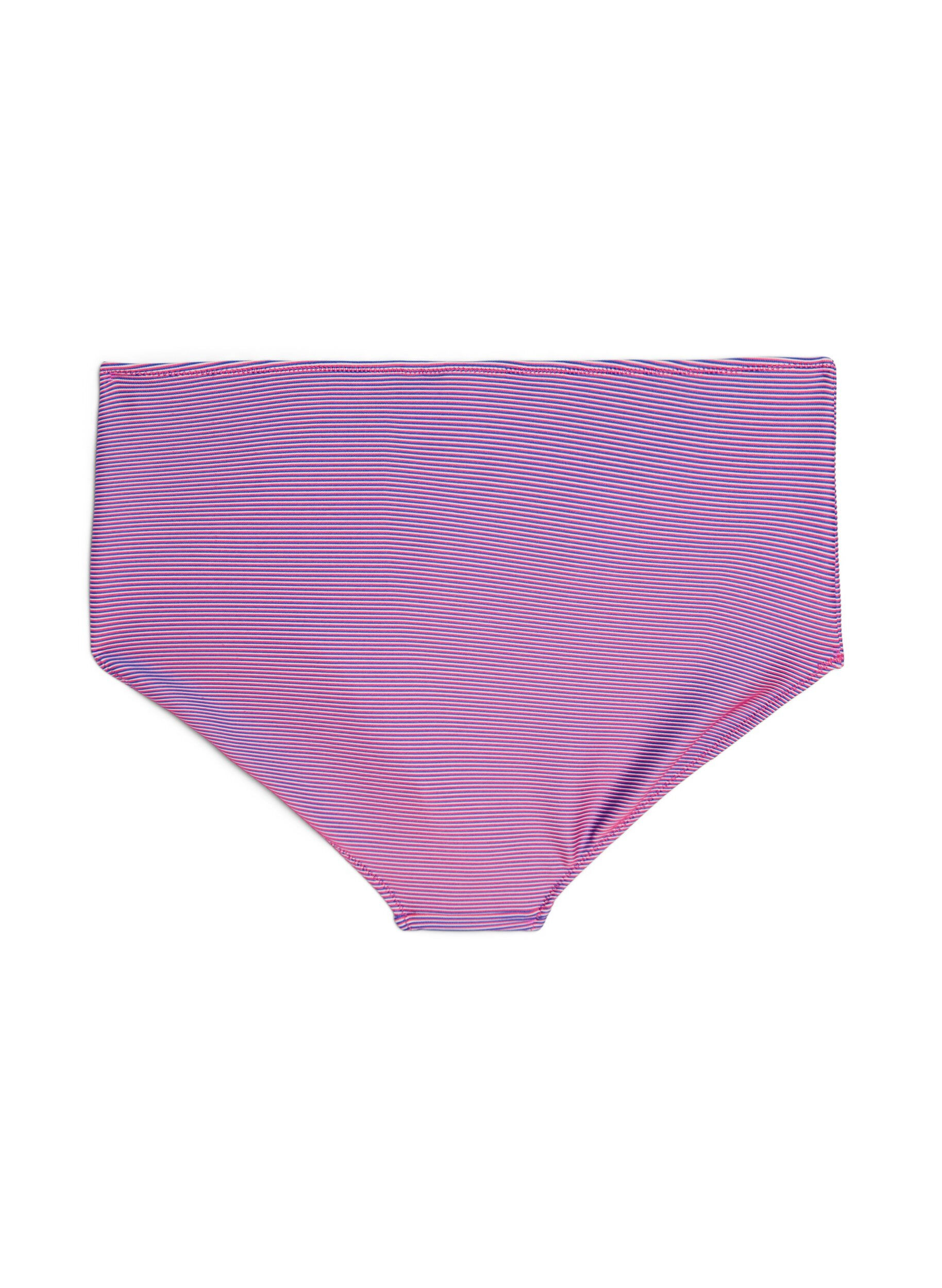 Zizzifashion High-waisted bikini briefs with a striped texture, Pink, Packshot image number 1