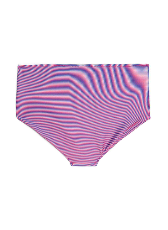 High-waisted bikini briefs with a striped texture, Pink, Packshot image number 1