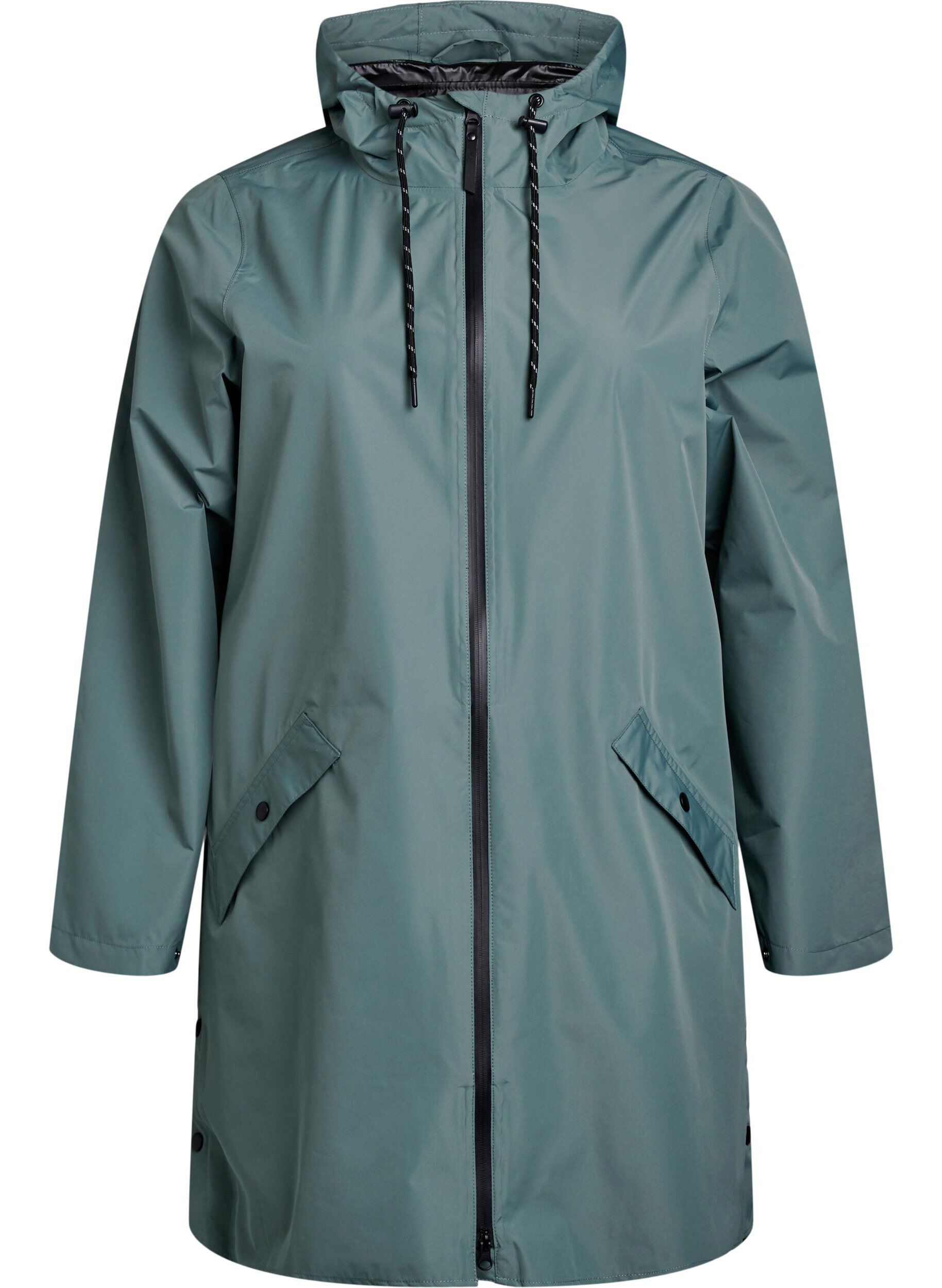 ZizzifashionRain jacket with pockets and hood, Green, Packshot image number 0