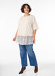 Loose T-shirt with wide lace trim, Beige, Model image number 1