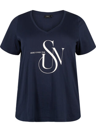 Cotton t-shirt with print, Navy Blazer SUN, Packshot image number 0